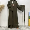 Mode mousseline de soie Abaya Kimono dubaï musulman Cardigan Abayas femmes Robe décontractée femme Islam vêtements avec ceinture