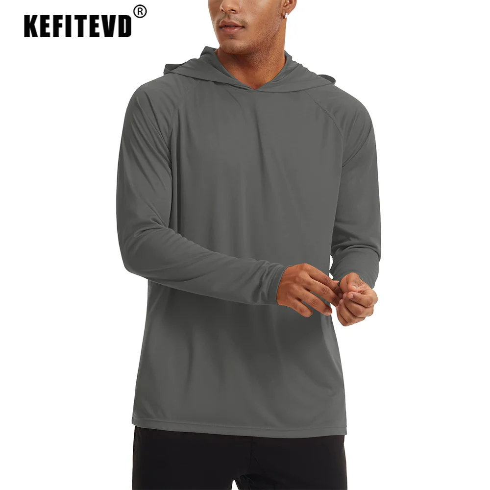 Sport T Shirt,Long Sleeve T Shirt Men's Long Sleeve T-shirts Hooded Tops Sun/UV Protection Sunscreen Outdoor Camping Hiking Shirts Men Hoodie