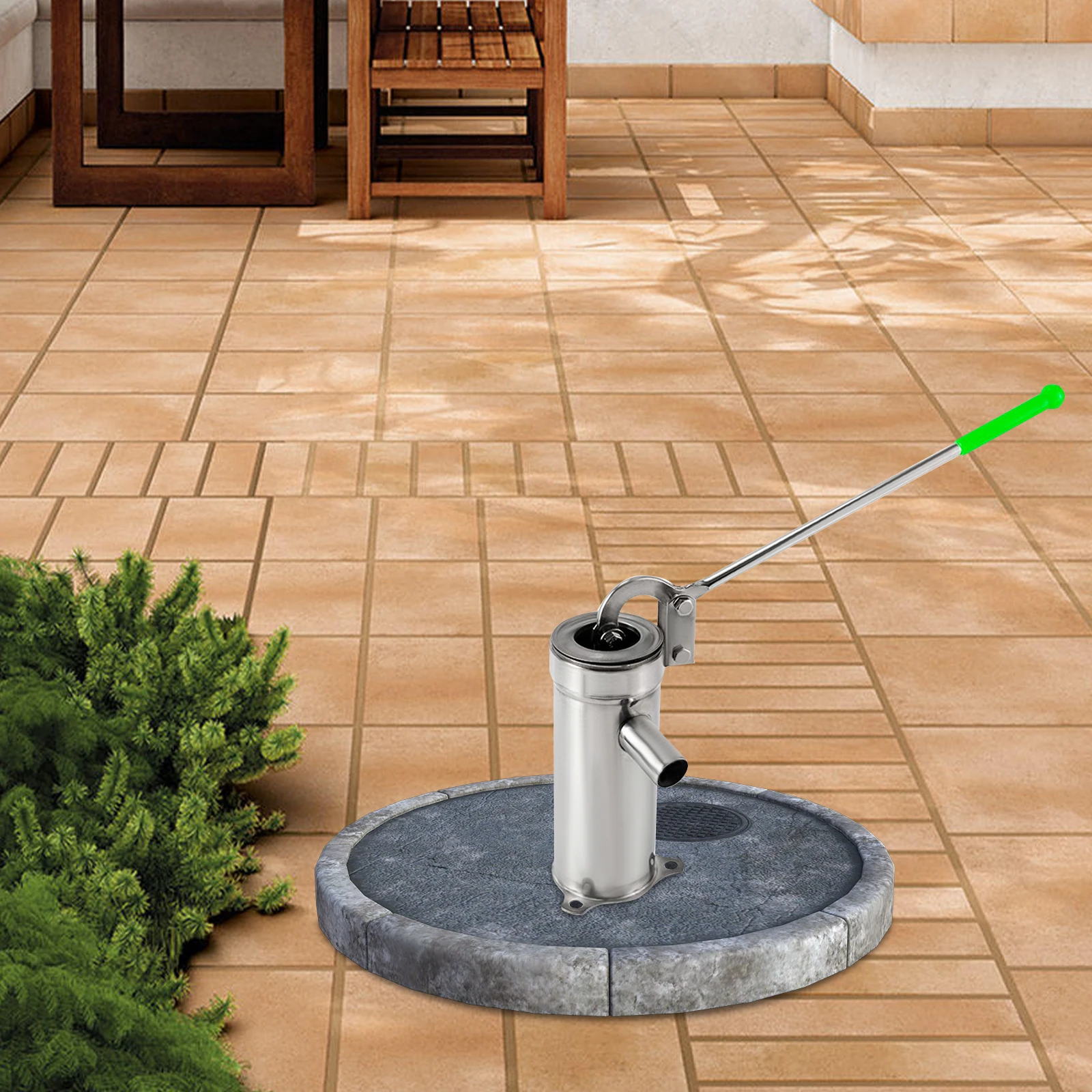Edelstahl-Brunnenpumpe, Handpumpe, Gartenpumpe mit 32-mm-Schnittstellen, Wassertiefe: 10 m Bodenwasser – Detail 1