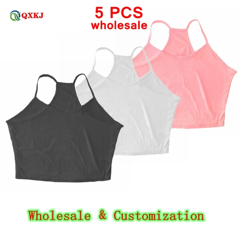 

5 Bulk Items Wholesale Lots Camisole Women Ribbed Knitted T-shirts Crop Tops Y2k Tanks Hotsweet 2023 Ladies Summer Clothes Z15