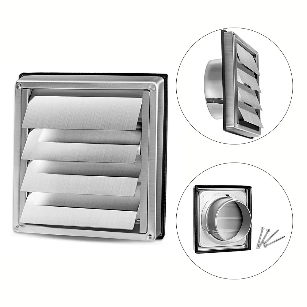 1SET 4/5/6inch Stainless Steel Gravity Grille Duct Vent Cover Non-Return Louver 100/125/150mm Home Improvement Accessories grille duct vent cover