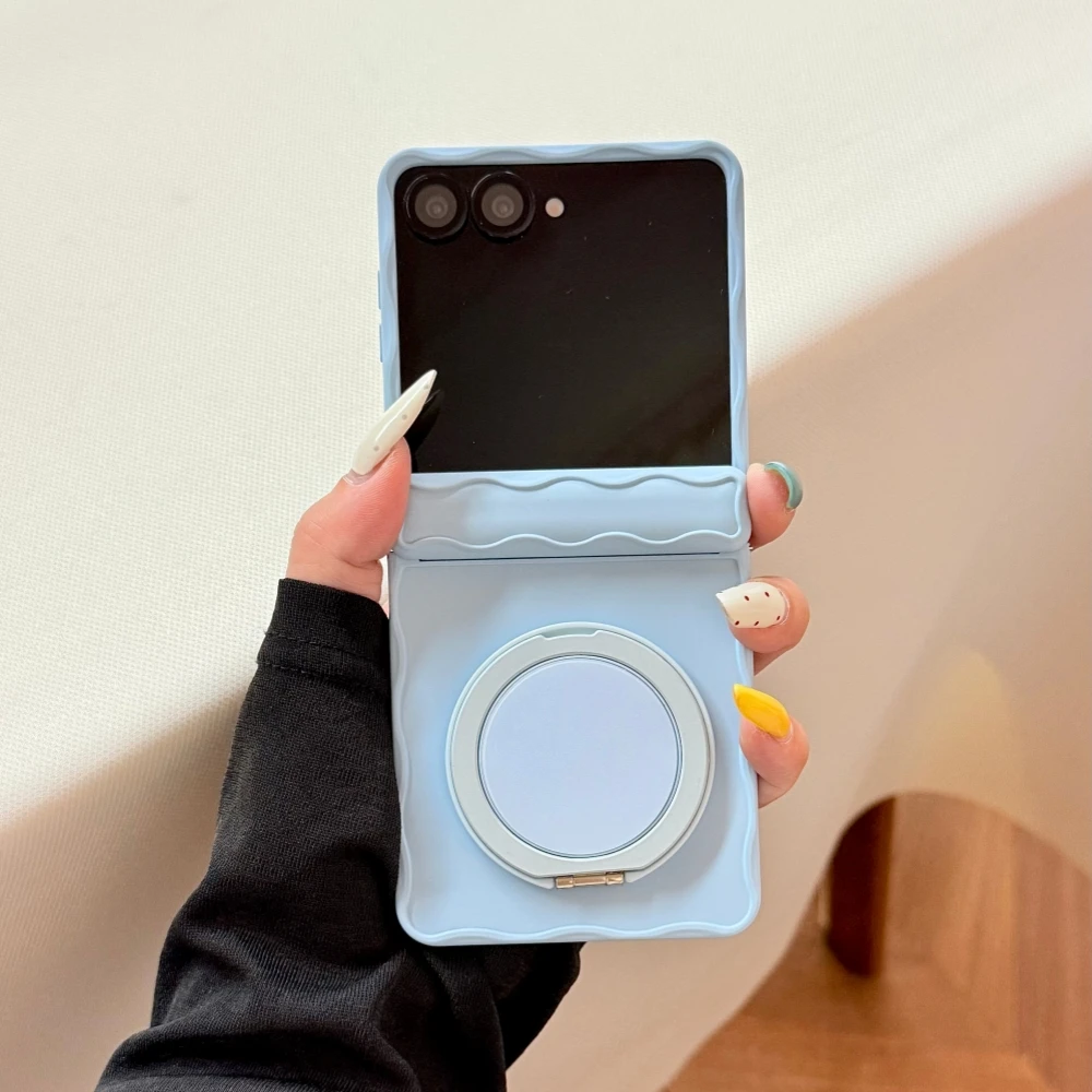 Wave Frame Silicone Matte Bracket Phone Case - Candy Color Shockproof Magnetic Back Cover