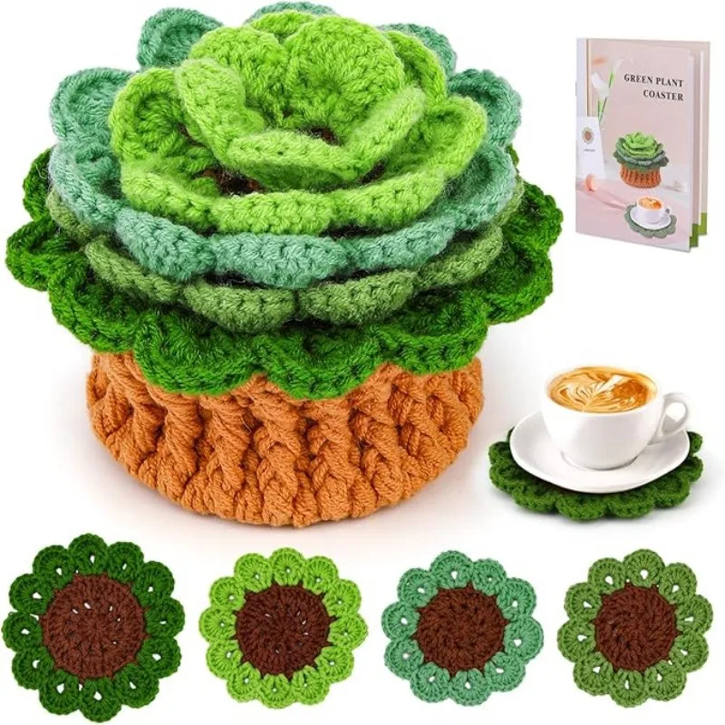 Crochet Kit for Beginners Crochet Coasters Kits Crochet Yarn Hook Set Step-by-Step Instructions Video