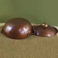 Marmite en cuivre Vintage, ustensile de cuisson à Texture marteau pour faire bouillir, râmer et ragoût de pâtes, avec couvercle, casseroles à main de 26 cm 5