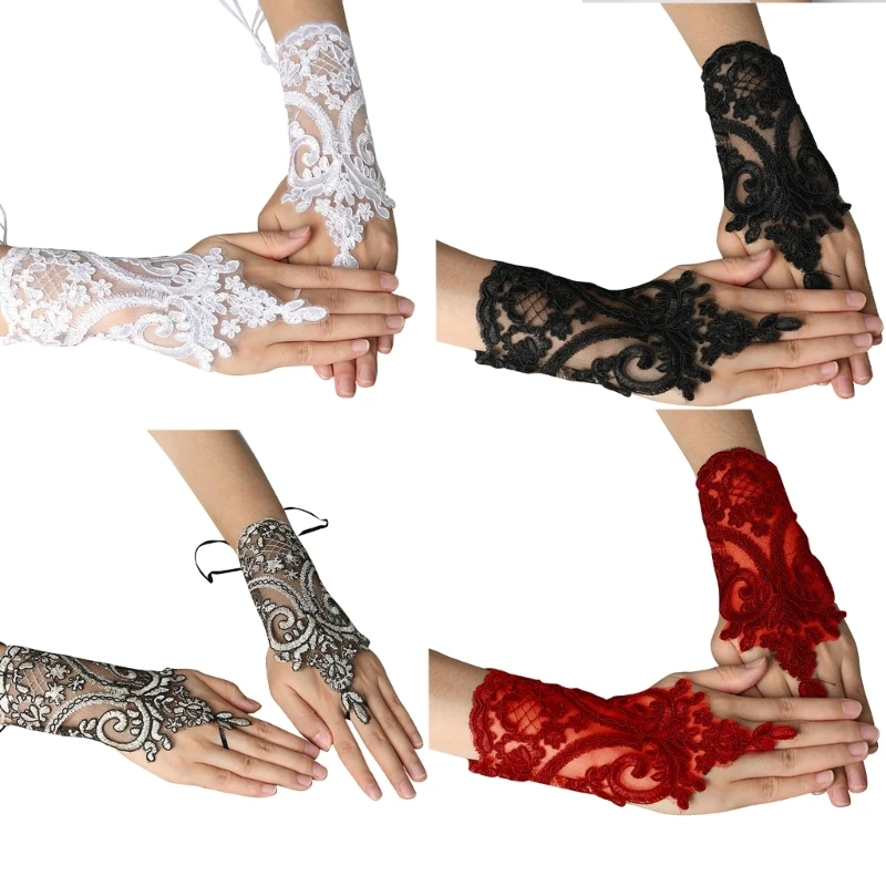 

Embroidery Lace Bracelet Vampires Decors Jewelry Medieval Bride Gloves for Woman Steampunk Cosplay Jewelry Dropship