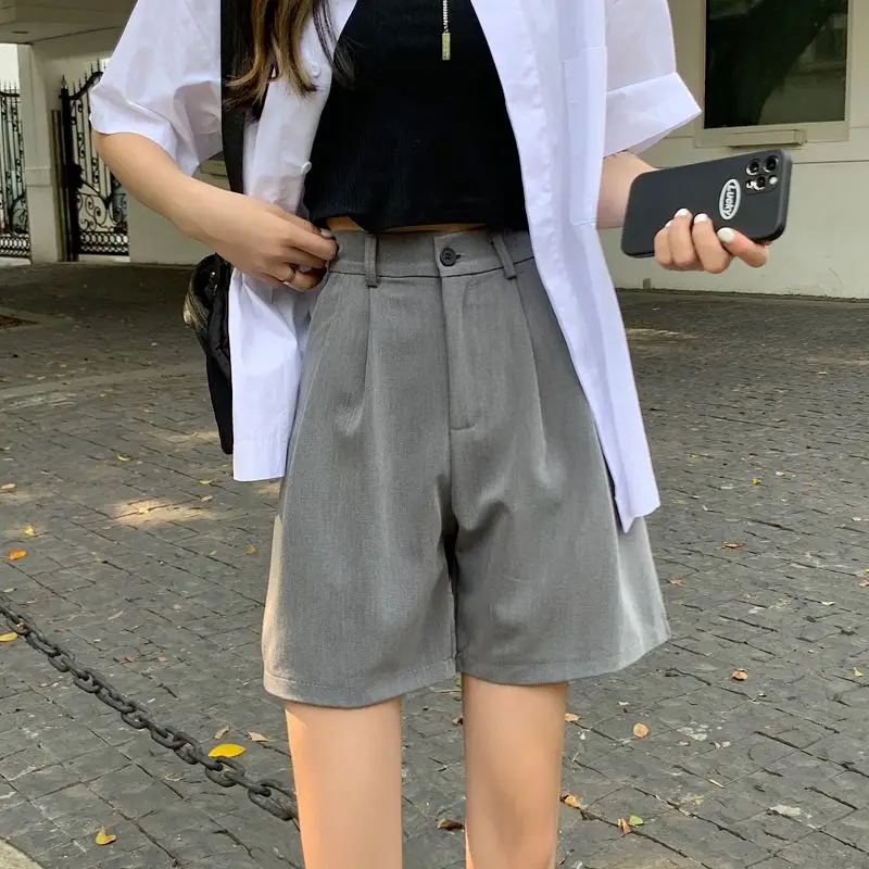 Split Pants Spring/Summer 2023 New High Waisted Vertical Pants Thin Wide Leg Suit Pants Casual Pants Shorts for Women