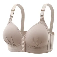 New Plus Size Front Button Underwear Nursing No Rim Gathering Side Thin Cup Button Vest Style Mom Bra 1