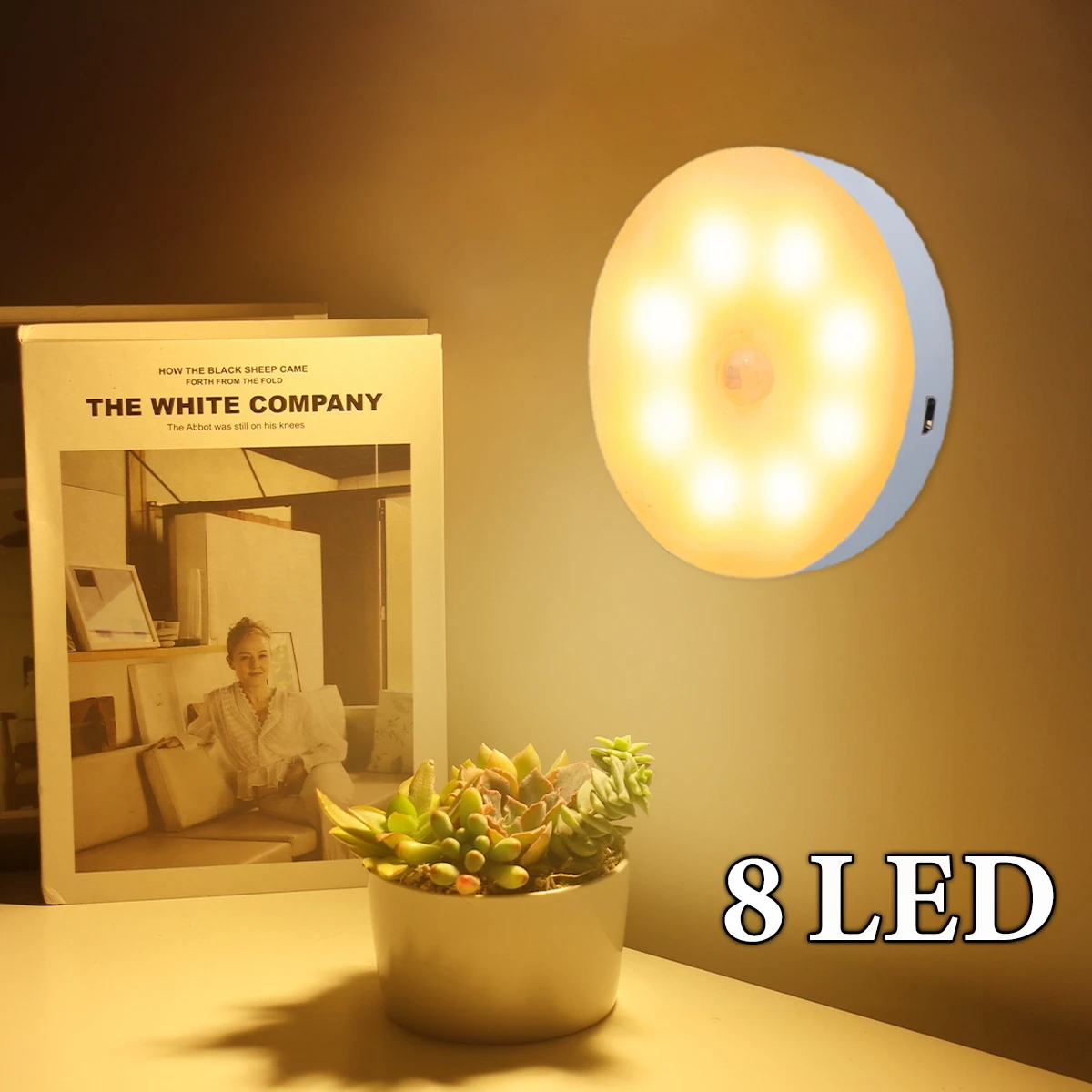  Round Motion Sensor Light USB Chargeable Lamp for Kitchen Bedroom LED Night Light Cabinet Closet Wardrobe Nightlights 