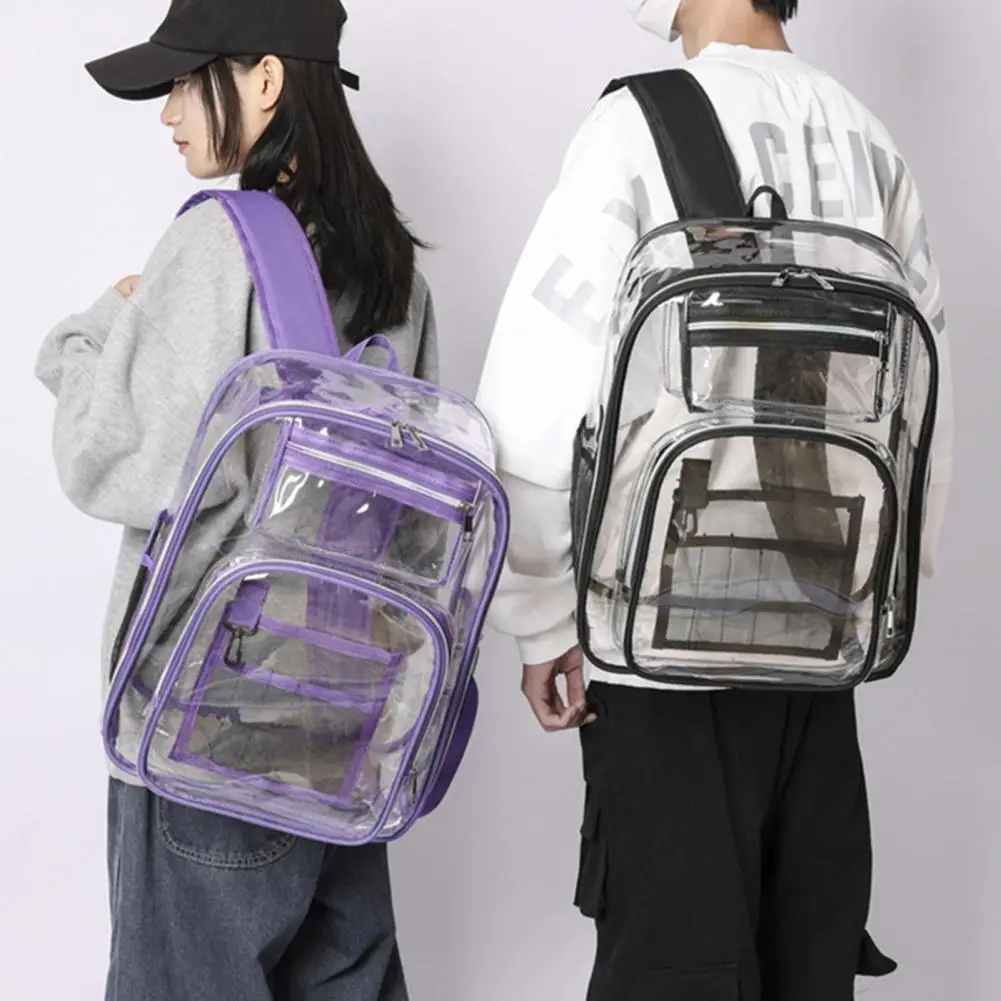 

Unisex School Bag Transparent Large Capacity Heavy Duty Adjustable Double Shoulder Student Schoolbag Student Supply