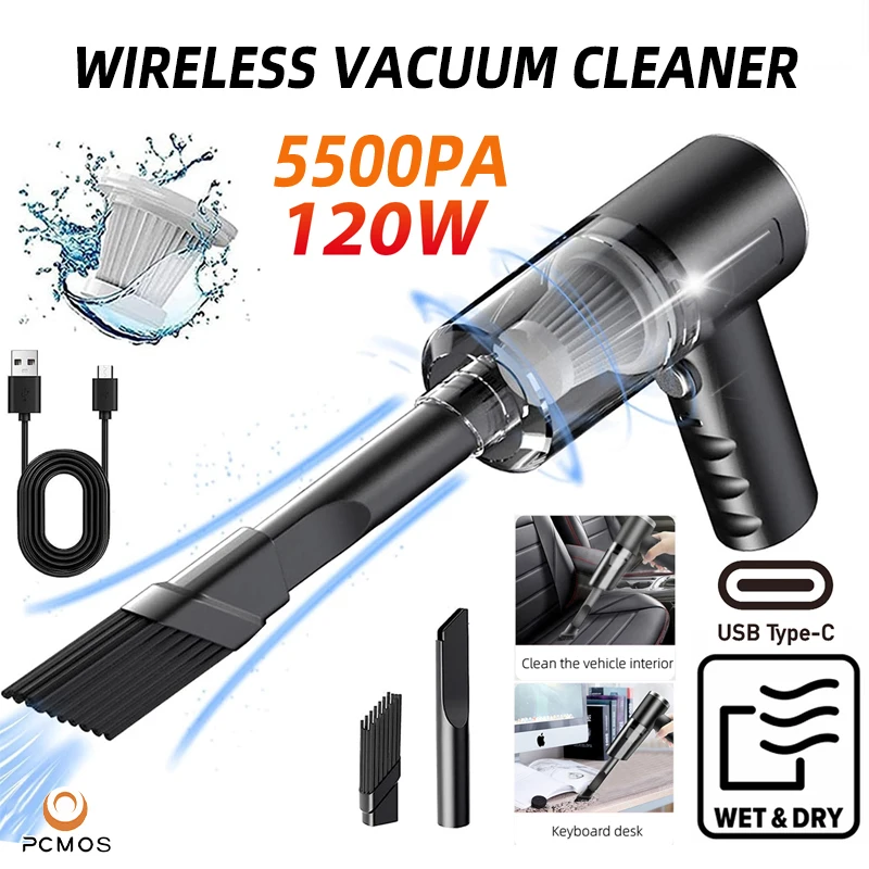1PC Wireless Vacuum Cleaner Dual Use for Home and Car 120W High Power