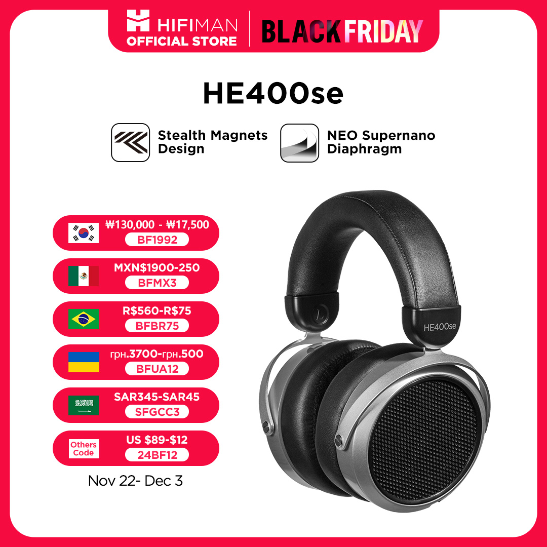 HIFIMAN HE400SE Stealth Magnets Over-Ear Open-Back Full-Size Planar Magnetic Wired Headphones