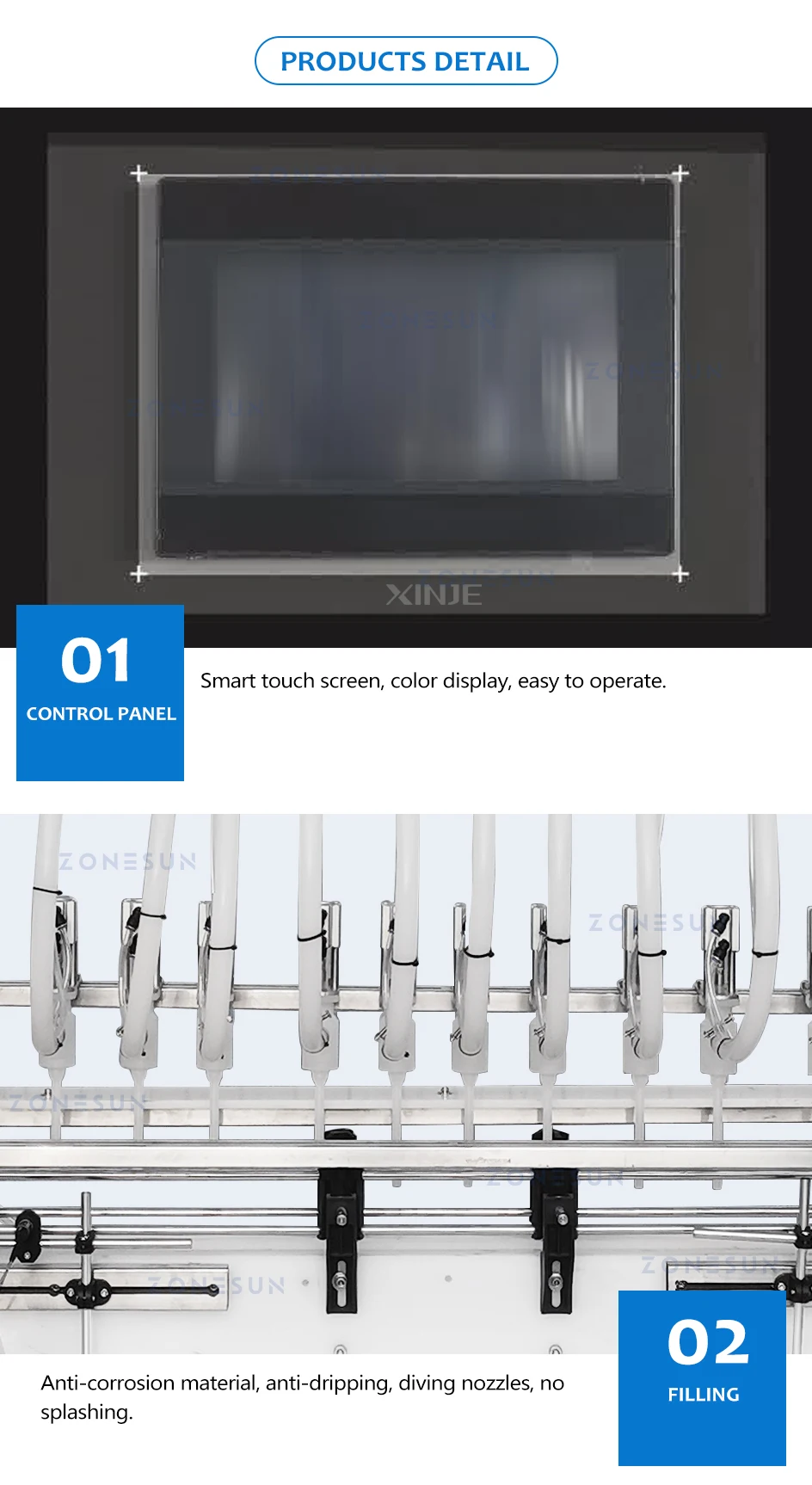 ZONESUN ZS-CRC Автоматическая машина для розлива агрессивных жидкостей Очиститель Дезинфицирующее средство Кислота Щелочное дезинфицирующее средство Отбеливатель Наполнитель для бутылок 