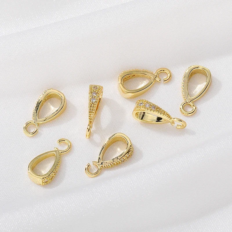 5Pcs 황동 마이크로 포장 큐빅 지르코니아 펜던트 Bails 핀치 클립 걸쇠 후크 목걸이 커넥터 Diy 쥬얼리 액세서리 만들기