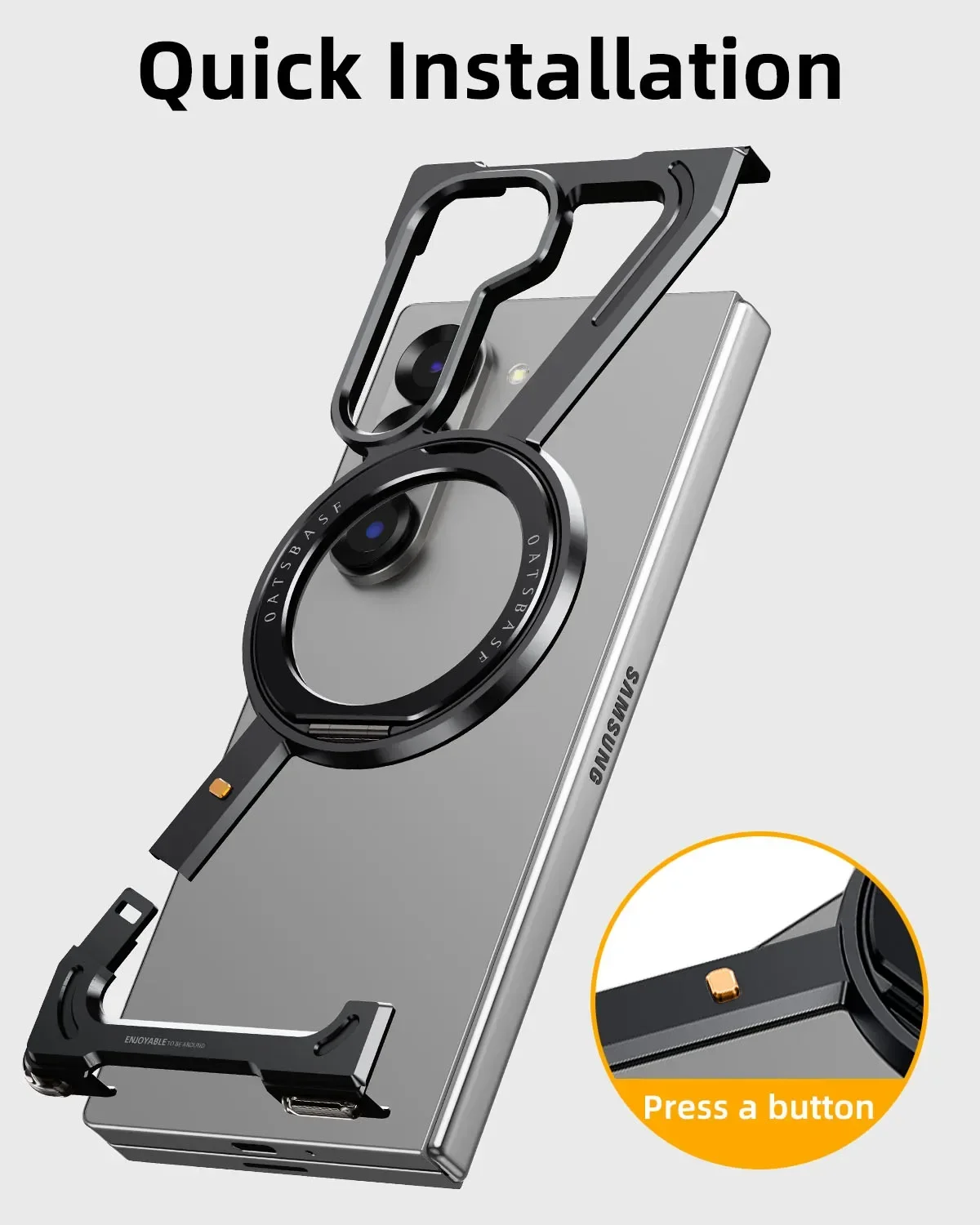Magnetic Metal Slim Phone Case with 360° Rotatable Stand