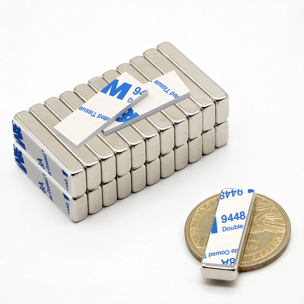 แม่เหล็กนีโอไดเมียมขนาด 30x10x5 มม. แรงสูงพิเศษ พร้อมกาวสองหน้า แม่เหล็กบล็อก NdfeB N35 แม่เหล็กถาวรแรงสูง 1