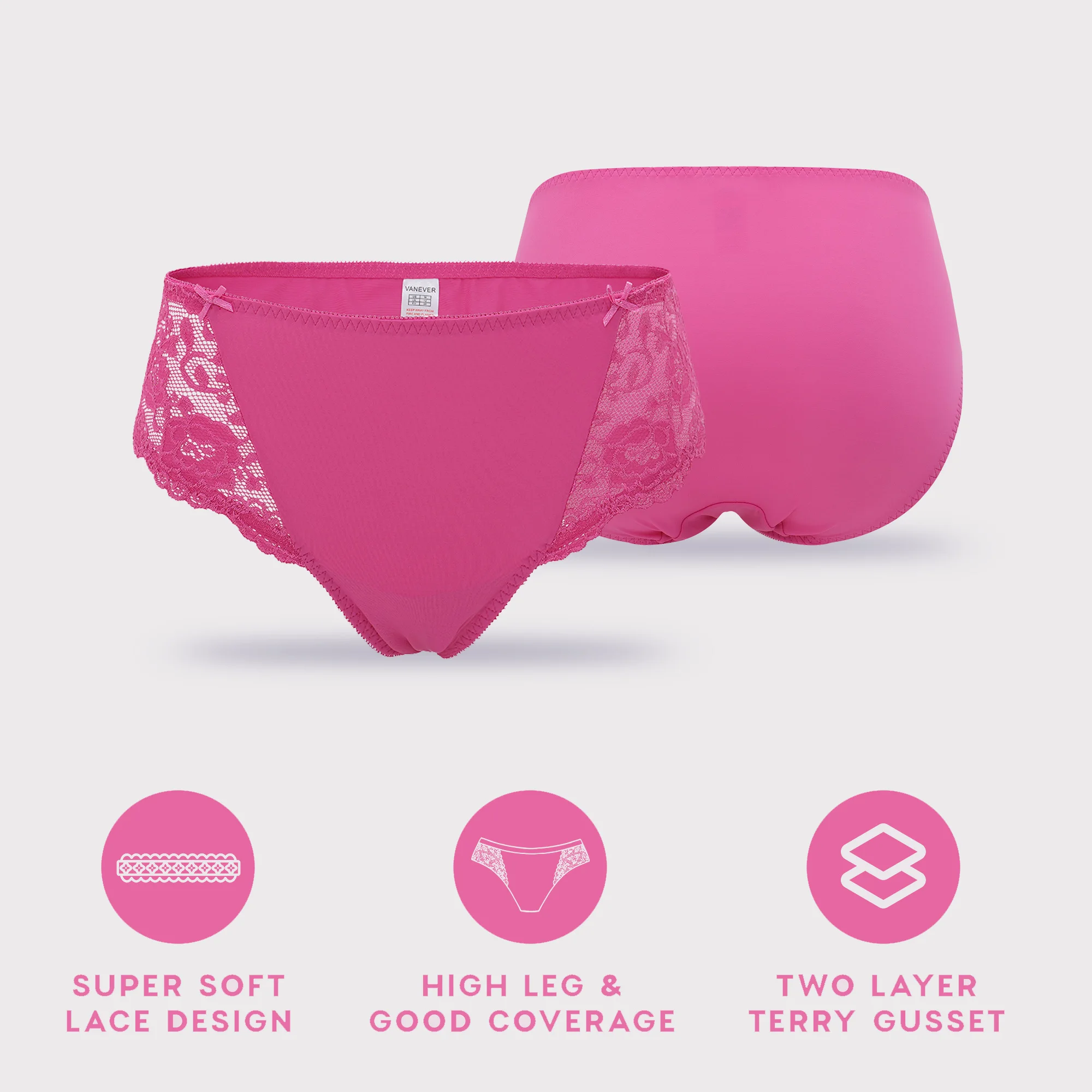 VANEVERSexyFloralLaceVPantiesHipsterMidWaistBriefsSuperSoft