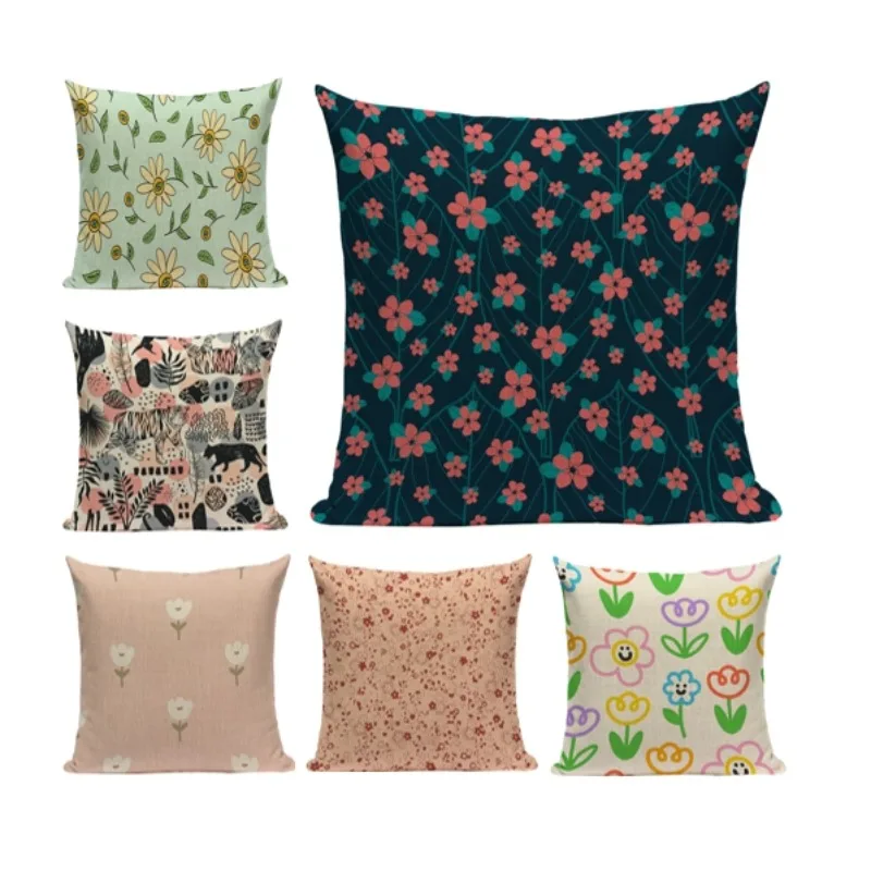

Cartoon Pattern Pillow Cover Nordic Tropical Plant Cushion Cover Simple Style Pillowcase Sofa Home Decor for Friend Gift F898