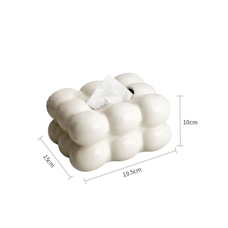 Marshmallow Tissue Box Ceramic Extractor Box Silver Bubble Desktop Storage Paper Towel Holder Tissue Holder Home Decoration 5
