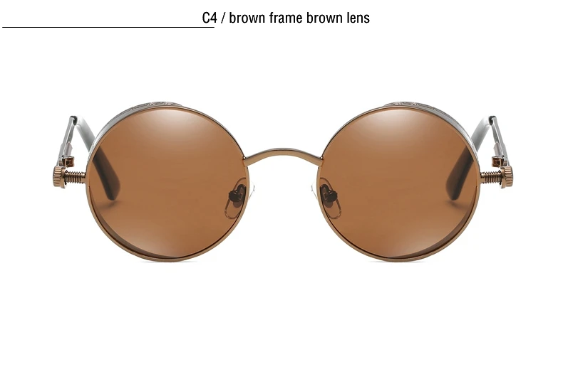 Klassische gotische Steampunk Sonnenbrille Männer Frauen Marke Designer Vintage runde Metallrahmen Sonnenbrille hochwertige UV400 – Detail 6