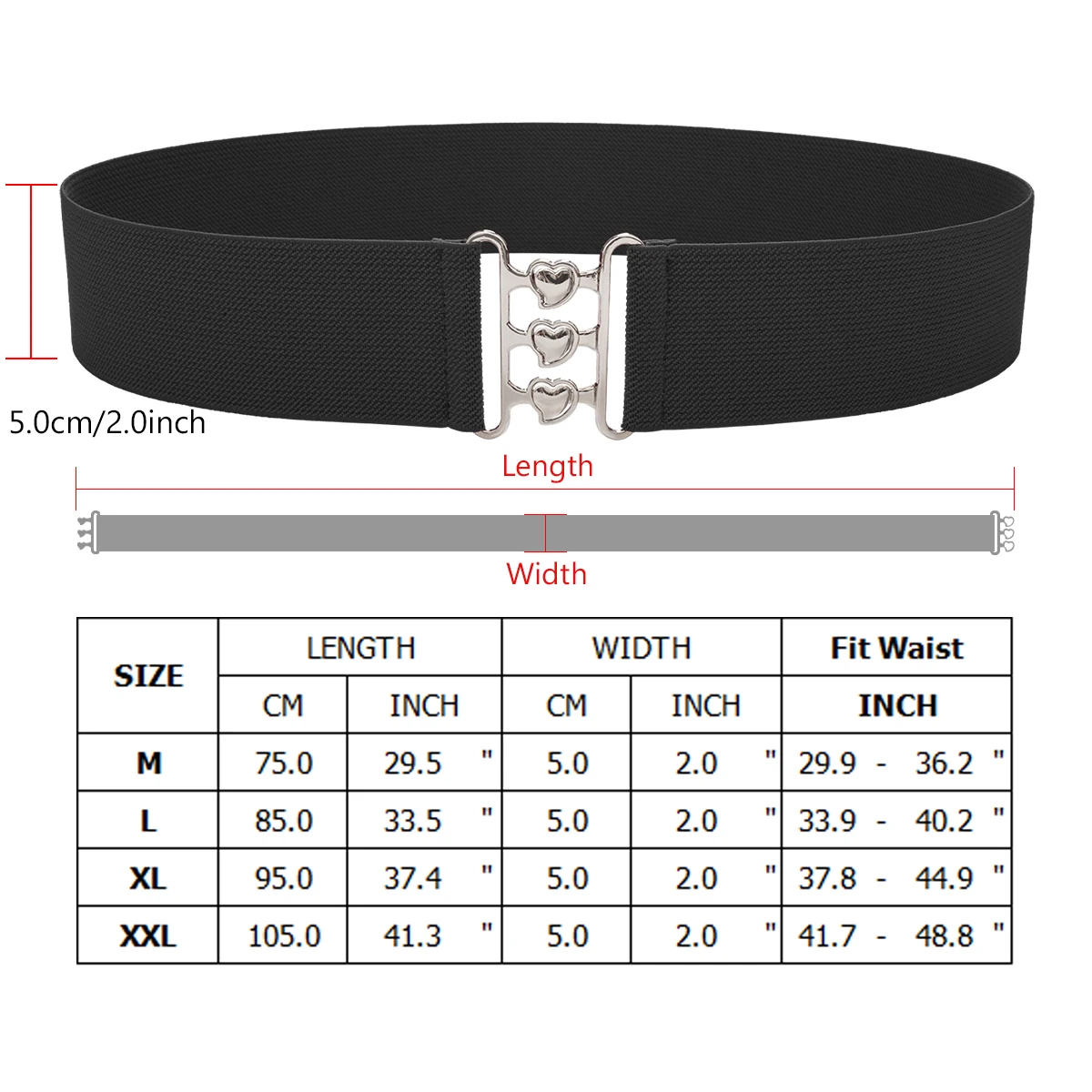 Hearts Versatile Skirt Belt Elastic Elastic Wide Waist Belt Women Decorative Belt Down Jacket Sweater With Skirt Belt YD0117