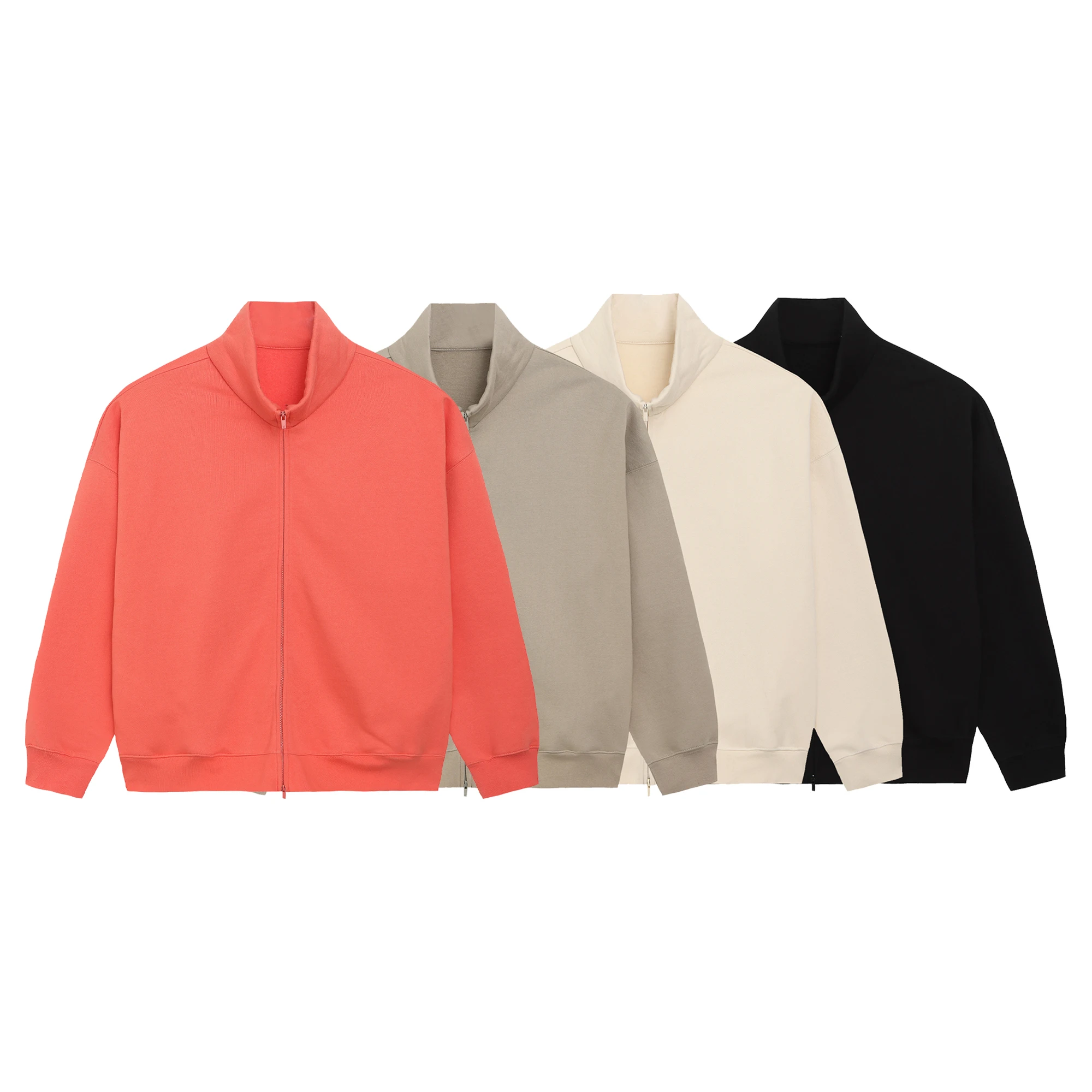 

Fashion Solid Color Stand Collar Zip Sweatshirt High Quality Hip hop oversized Loose Sweatshirt Unisex cotton Zip Sweatshirt