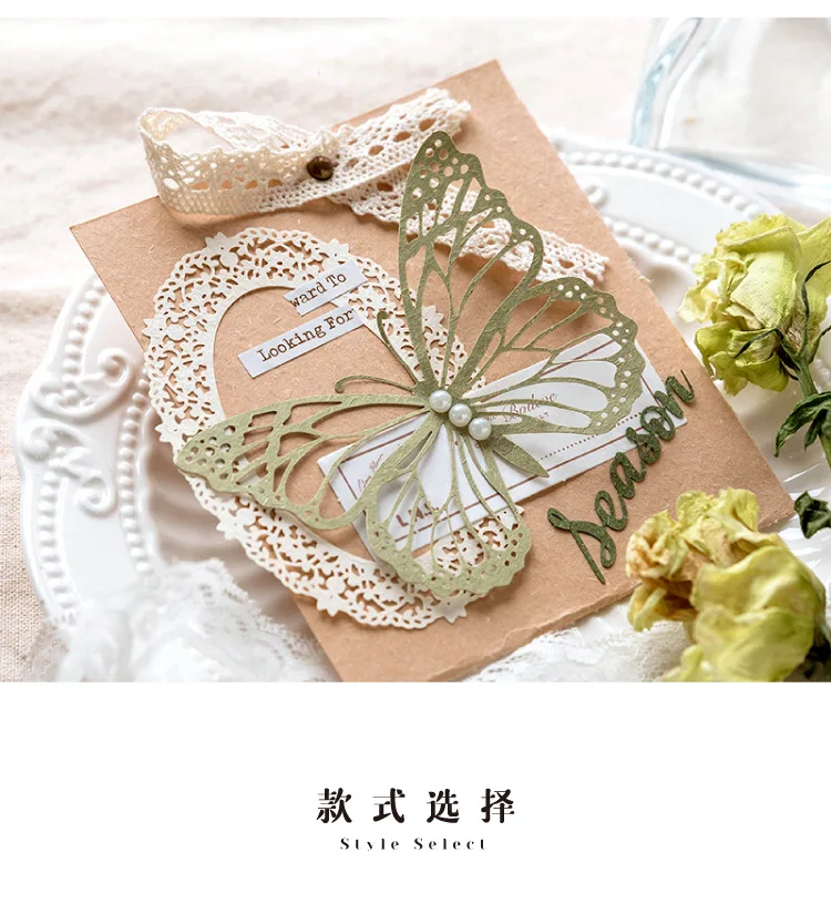 10pcs Lace Lovesong Series Material Paper Vintage Flower Window Openwork Background Paper Decorative Diary Junk Journal Planner 6 undefined