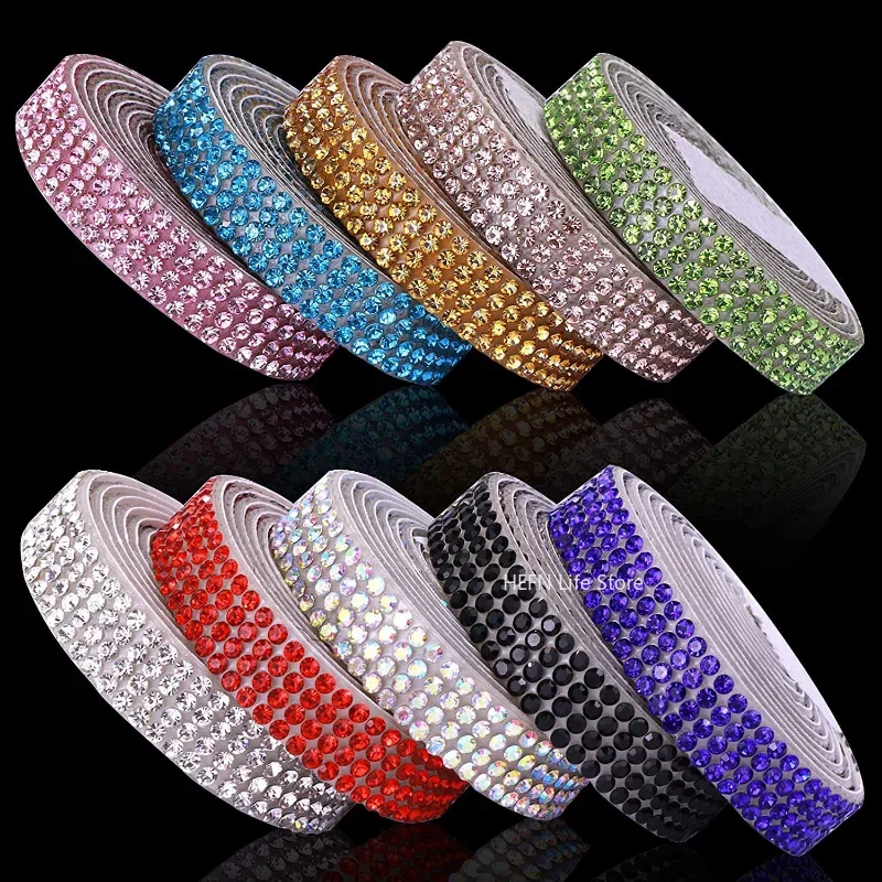 Self Adhesive Crystal Rhinestone Sticker, Diamond Ribbon, DIY Sticker, Arts Crafts, Event, Car, Phone Decoration