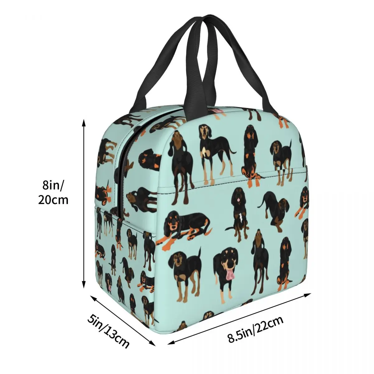 Lunch Bags for Men Women Black And Tan Coonhound Dog Thermal Cooler Bags Portable Picnic School Animal Canvas Tote B