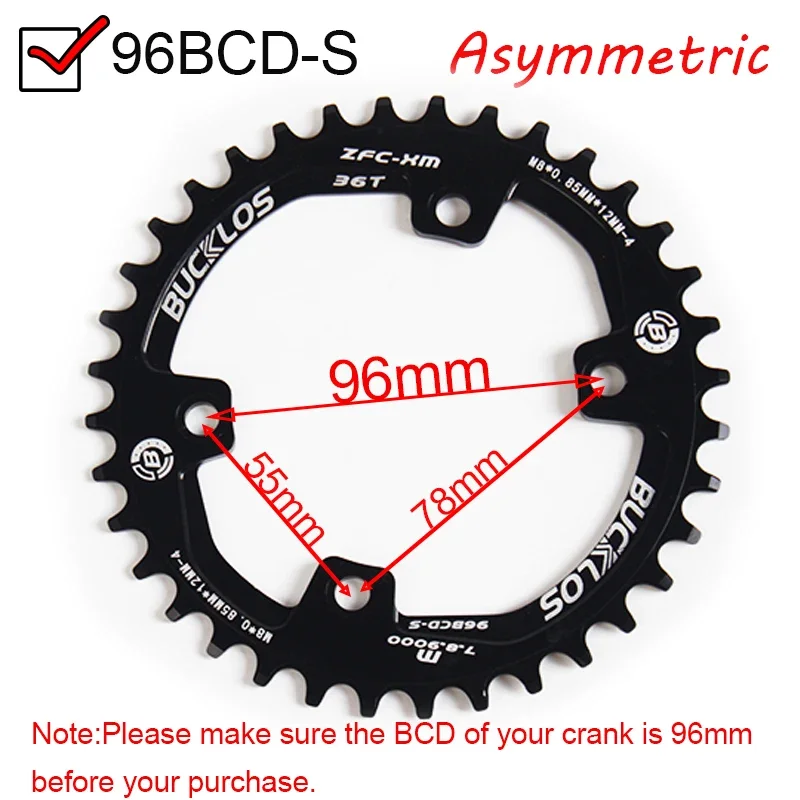 BUCKLOS High Strength 96 BCD Chainring Asymmetry Round/oval
