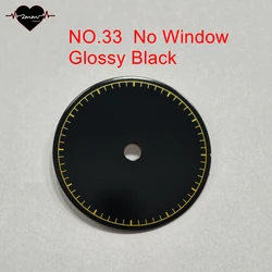 Glossy Matte Black Watch Dial with Gold Accents and Date Window (NO.33 Glossy Black N)
