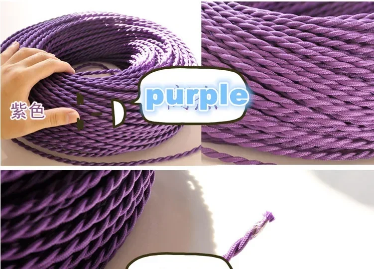 Gold Knitted Fabric Electrical Wire for Vintage Pendant Lighting Decoration