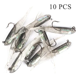 10-Piece Silicone Swimbait Set - Soft Fork Tail Fishing Lures with Hooks & Hookless Options for Anglers (10pcs with hook)