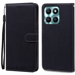 Elegant Wallet Flip Leather Case - Premium Book-Style Phone Cover for Honor X6A Plus (Black)