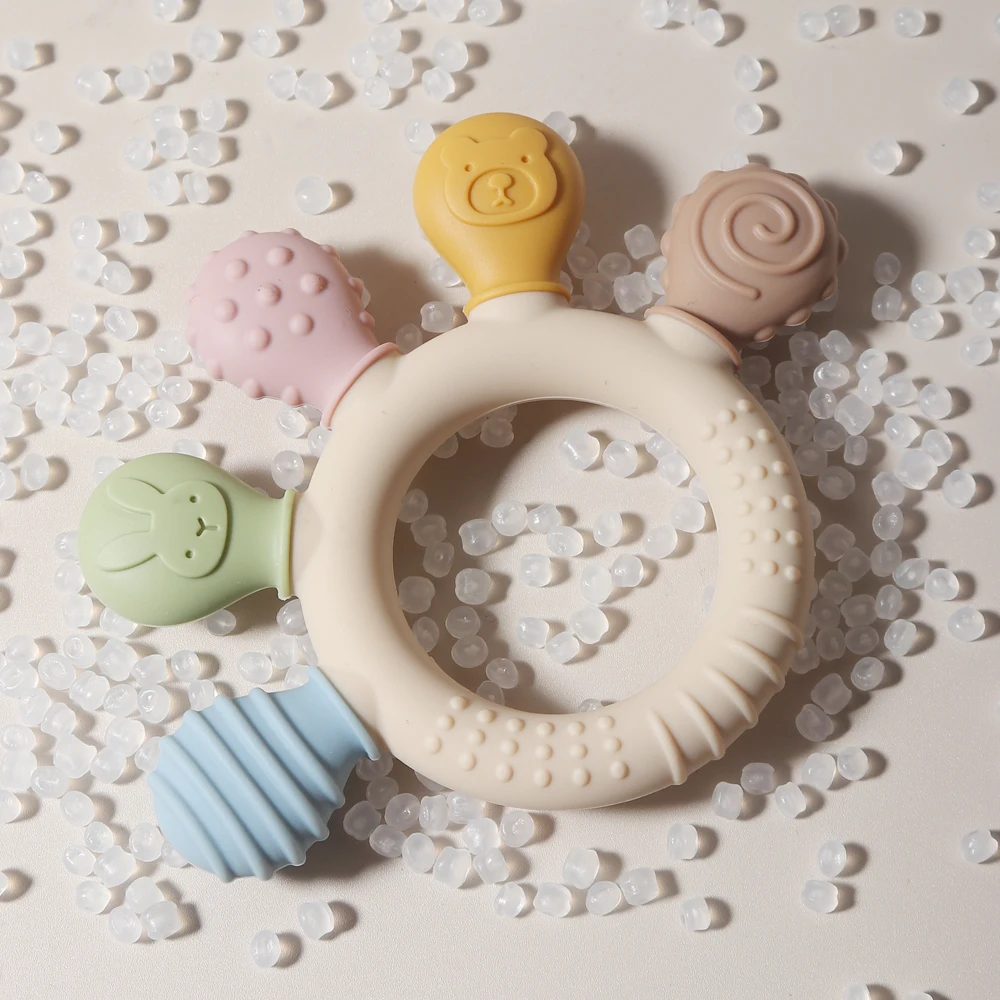 Silicone Teething Toys teething toys baby teething toys silicone teething toys silicone teether Silicone Teether Food Grade Teething Ring Sensory Toys for Toddlers Silicone hand shape Soothing Toys Accessories