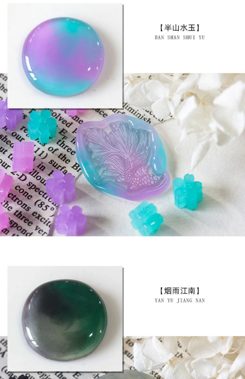 Description Picture 6 of item60pcs Sakura Wax Seal Beads Translucent Jade Pearlescent Mixed Color DIY Envelope Wedding Invitation Ancient Stamp Making Tools