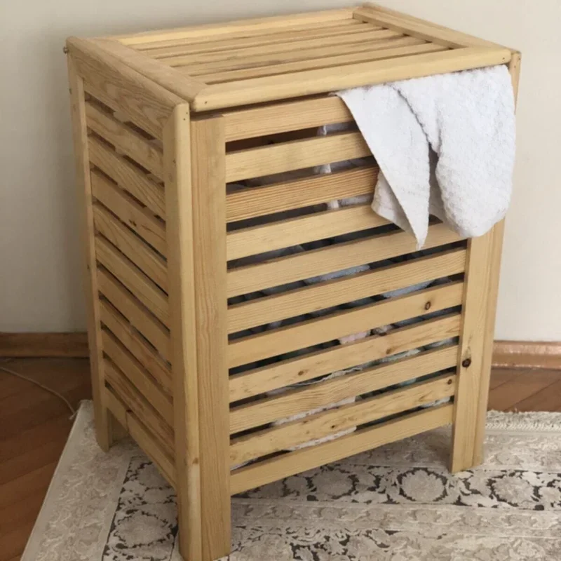 

Waterproof Bamboo Laundry Basket for Home, Foldable and Collapsible Dirty Clothes Storage Organizer