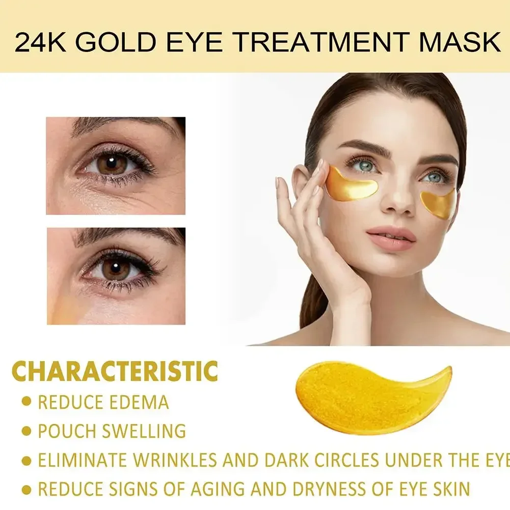 24KGold Collagen&Hyaluronic Acid Eye Mask,Anti-Wrinkle,Dark Circles Removal Under Eye Patches,Moisturizing,Nourishing Skin Care