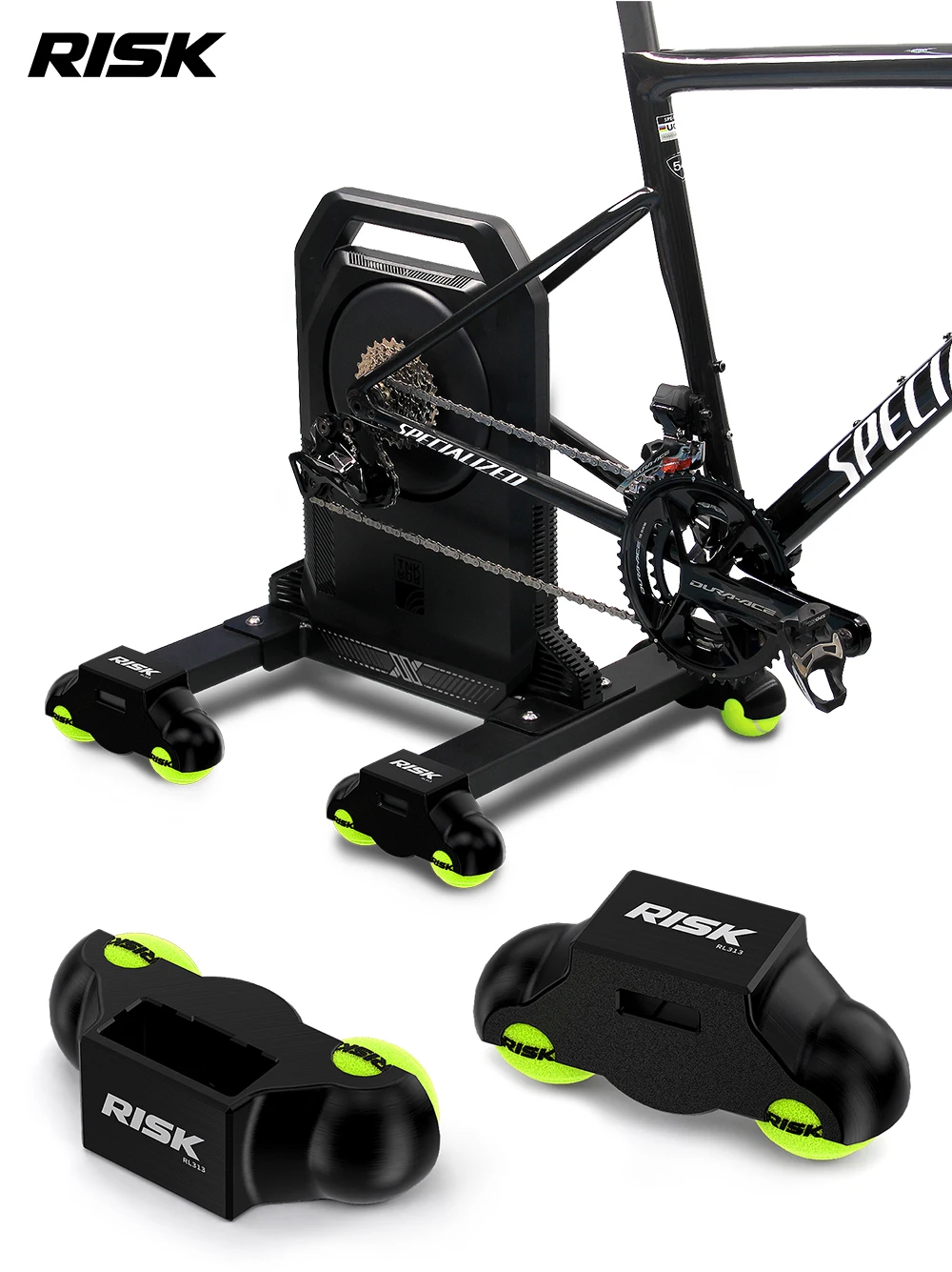 RISK Fahrrad-Smart-Trainer-Pufferfußplatten Rocker-Basisplatte Ständer Tennisballfüße für X2 / X2 MAX / XX PRO – Detail 4