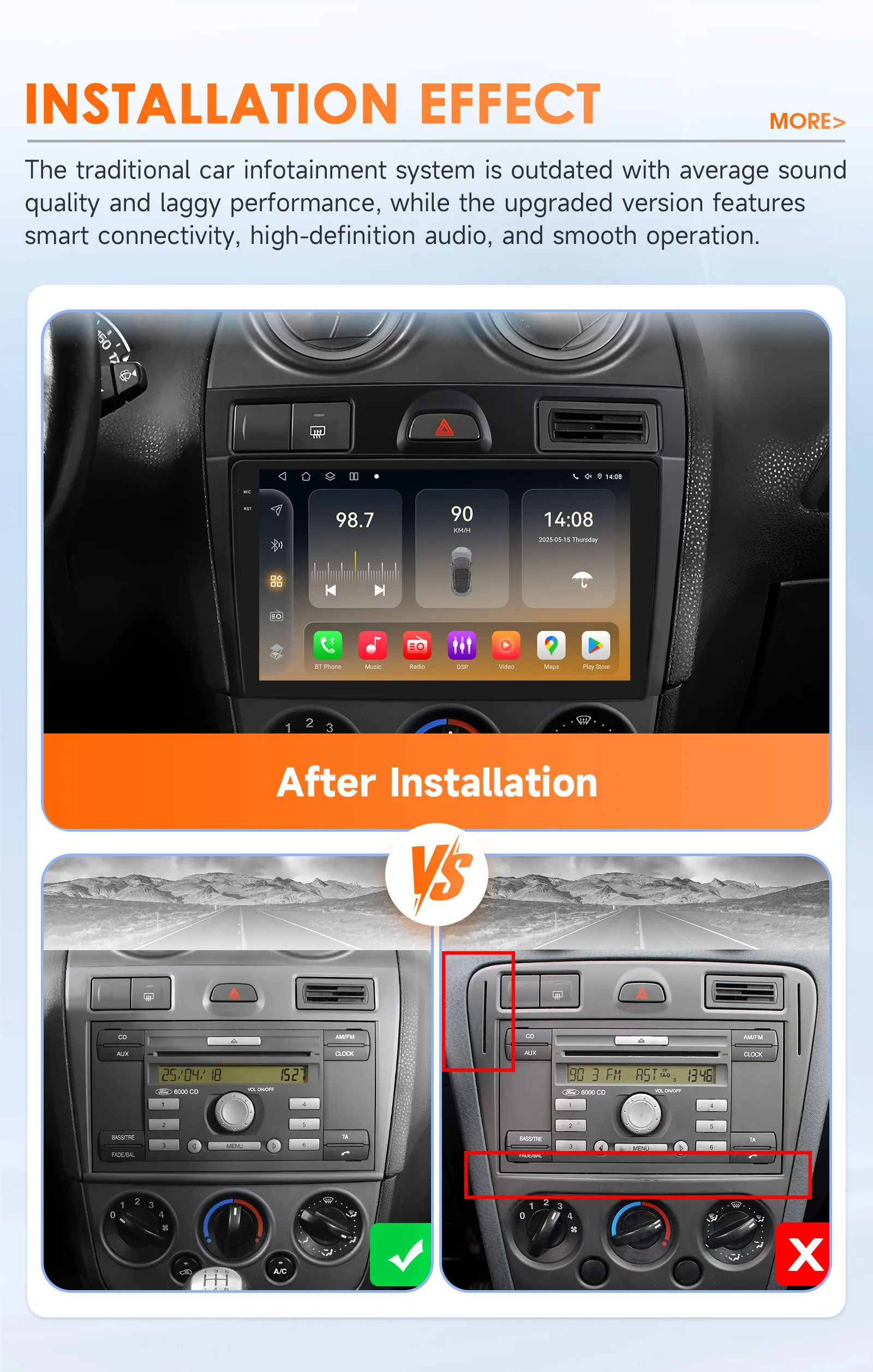 Hizpo Drahtlose CarPlay Android Auto Auto Radio Für Ford Fiesta MK Mk5 2002 - 2008 Multimedia Smart Autoradio 9 zoll Stereo 4G GPS – Detail 6