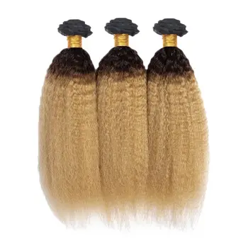 10-30 Inch 1B/27 Ombre Kinky Straight Human Hair Bundles 12A Brazilian Remy 100% Human Hair Extensions 1/3/4pcs Bundles 1