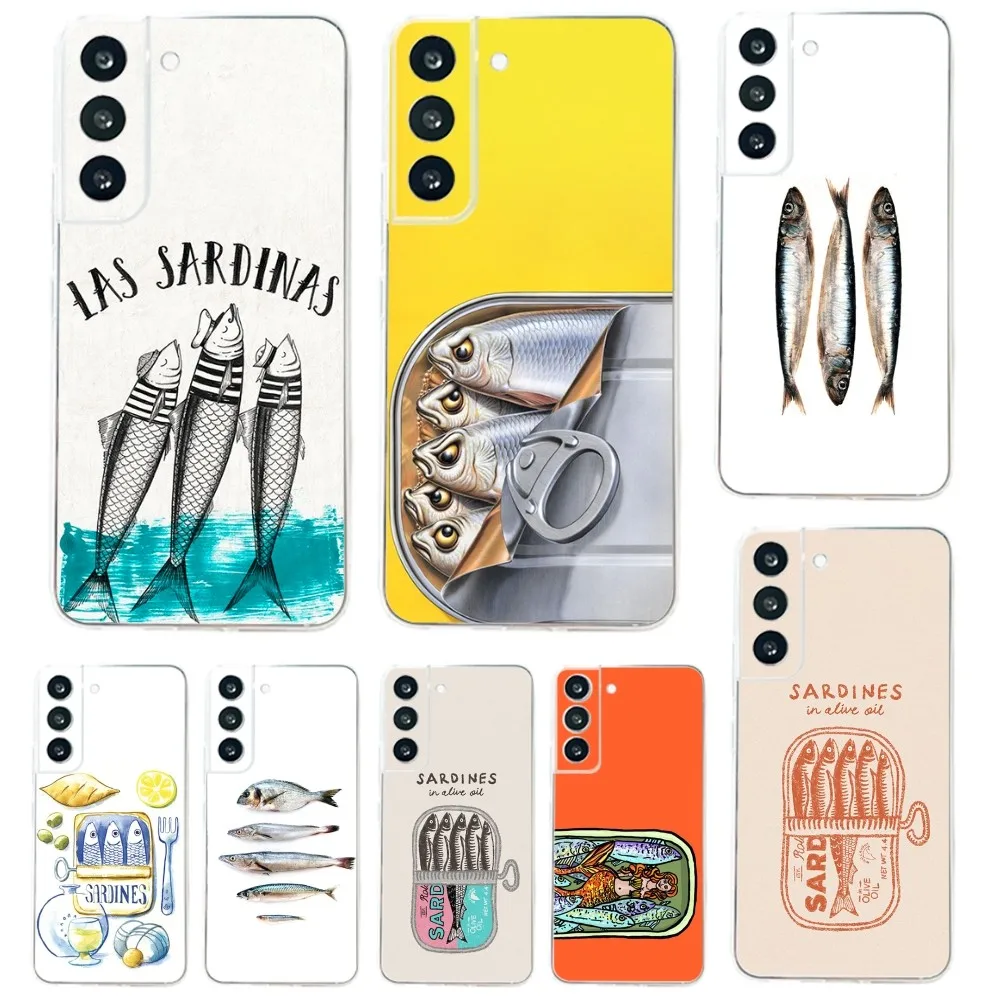 Divertente Custodia Per Telefono Sardine Per Samsung Galaxy A71,70,52,51,40,31,A50,30S,21S,03S, Note20Cover Ultra Trasparente