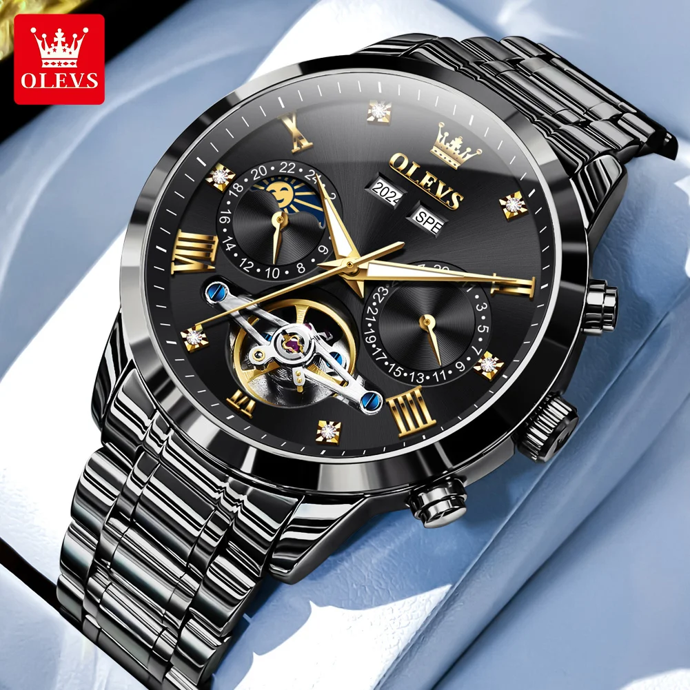 ساعات OLEVS الفاخرة لرجال الأعمال، تقويم حركة دولا...