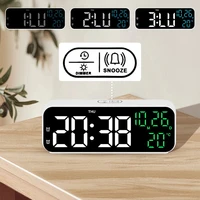 Digital Alarm Clock Temperature and Date Week Display Voice Control Table Clock 12/24H Electronic LED Alarm Clocks for Bedroom 2