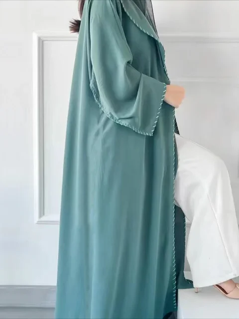 Abaya avec écharpe pour femmes musulmanes, ensemble 2 pièces, cardigan long, robe longue décontractée, caftan, fête du Ramadan, caftan modeste