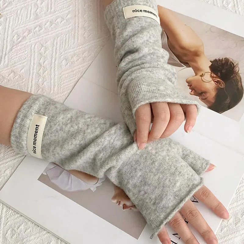 Lange fingerlose Fäustlinge für Damen, Winter, wärmende Handschuhe, modische Armstulpen, lässige Goth-Handgelenksärmel, Weihnachtshandschuh – Detail 6