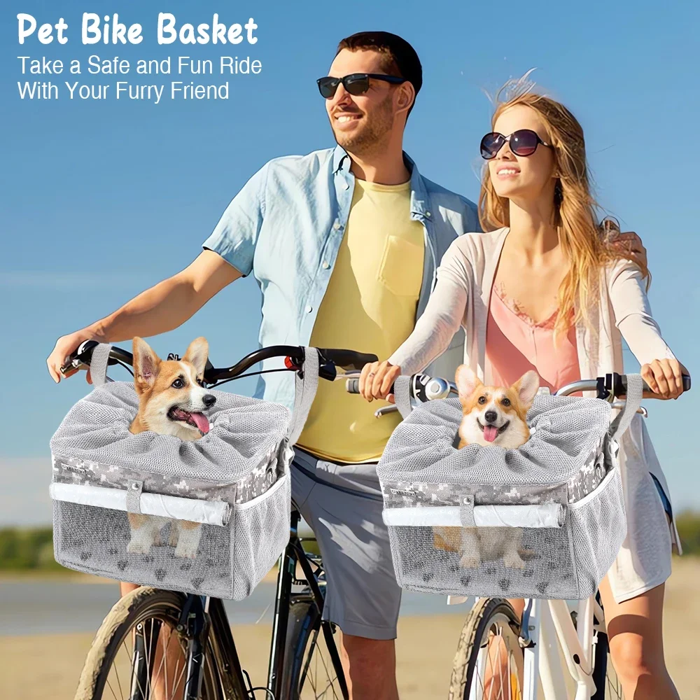 Dog or Cat Bike Basket, Expandable Soft Sided Pet Carrier Backpack