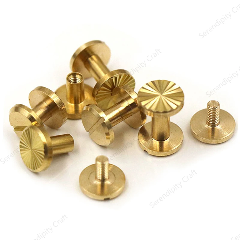 

10sets Binding Chicago Screws Solid Brass Nail Stud Rivets For Photo Album Leather Craft Studs Belt Wallet Fasteners 10mm Cap