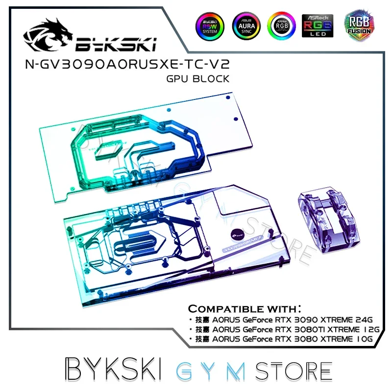 Bykski Dual Side Gpu Block Per Gigabyte Rtx 3090/3080/3080Ti Xtreme Card,3090 Active Backplate Copper Cooler N-Gv3090Aorusxe-Tc