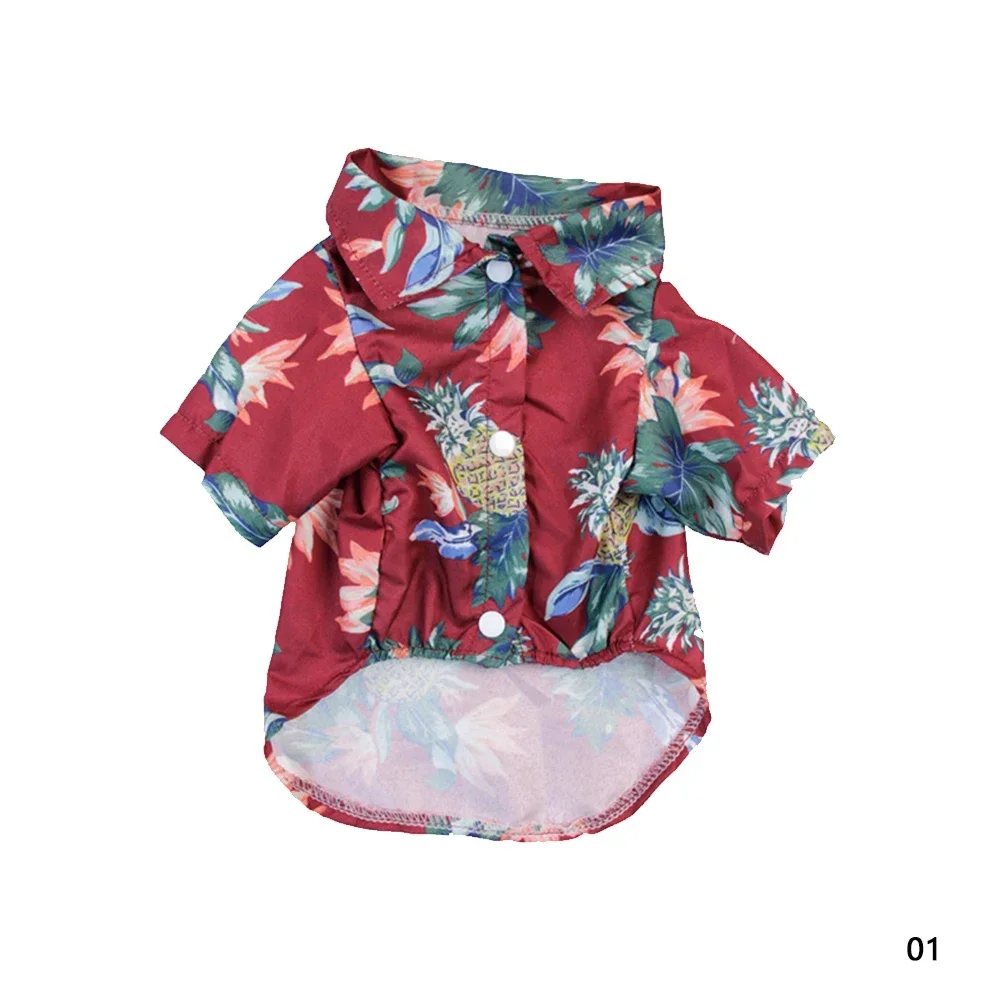 thumbnail image 1 of Ropa para mascotas estilo hawaiano, camisa de algodón estampada de verano, transpirable para perros pequeños, gatos, peluches que pesan entre 1,65 y 8 kg, talla XS a XXL, 1 of 5