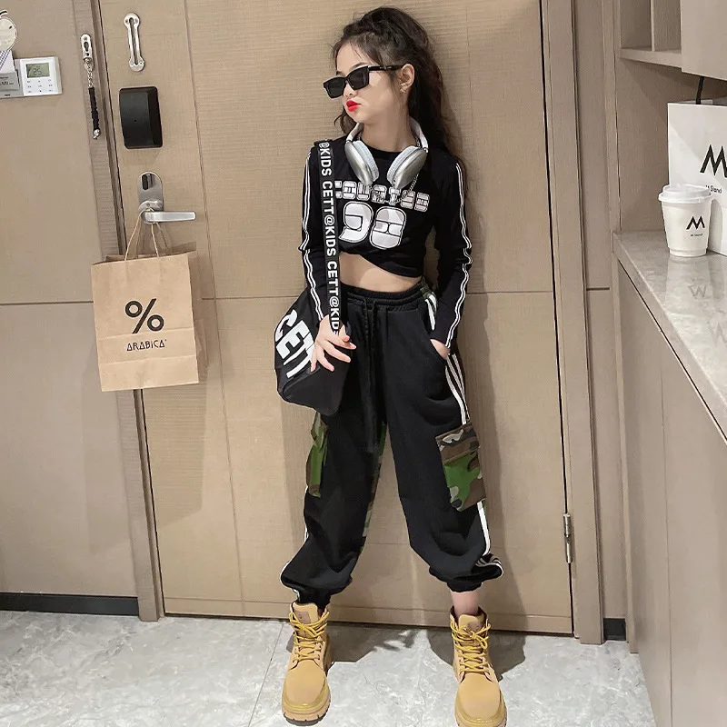 

Teenage Girls Camouflage Pants Outfits Set Slim T-shirt Fall Winter Fashion Two pieces Suits Girl 6 8 10 12 13 14 Years